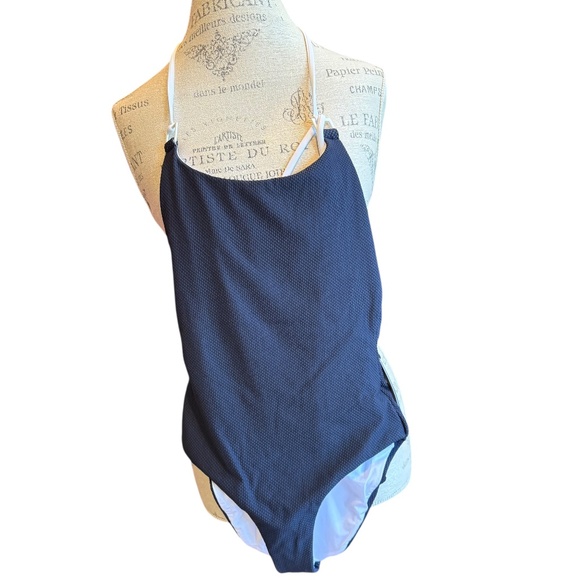ONIA Women's Anya Back Tie One-Piece Swimsuit Deep Navy XS NWT - Picture 7 of 12